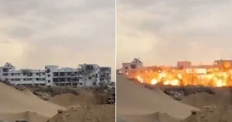 Katil İsrail ordusu, Gazze’deki parlamento binasını patlatarak yıktı