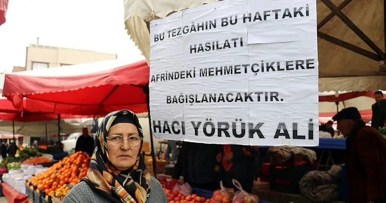 Pazarcı Medine teyzeden Mehmetçik’e destek