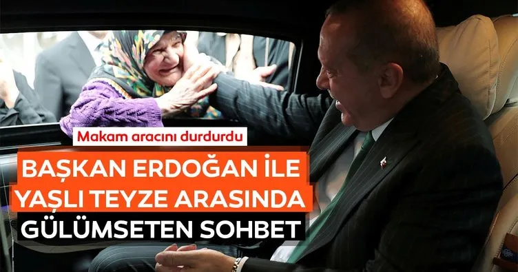 Başkan Erdoğan ile yaşlı teyze arasında gülümseten sohbet