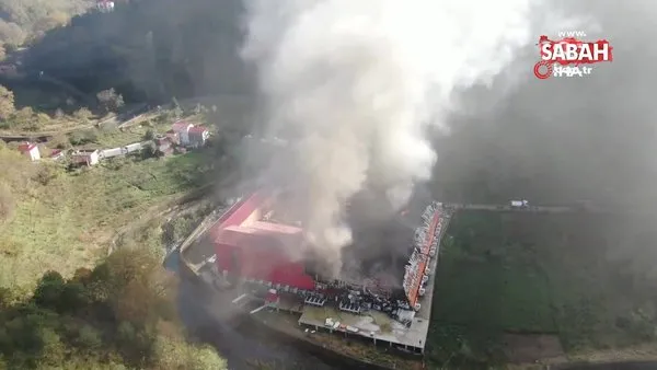 Balık tesisindeki yangın havadan görüntülendi | Video