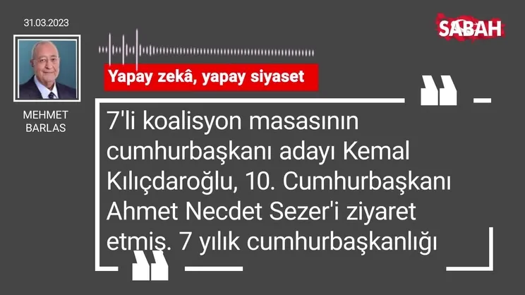 Mehmet Barlas | Yapay zekâ, yapay siyaset