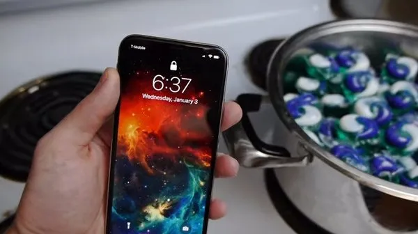 iPhone X'i bulaşık makinesi deterjanıyla pişirdiler