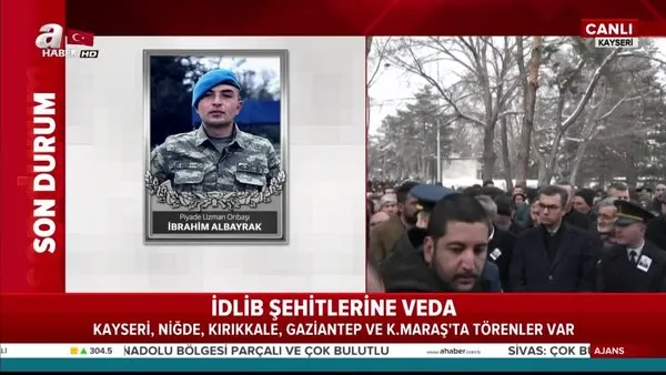 Son dakika! Türkiye İdlib şehitlerini uğurluyor... Şehit Piyade Uzman Onbaşı İbrahim Albayrak'a dualarla veda | Video