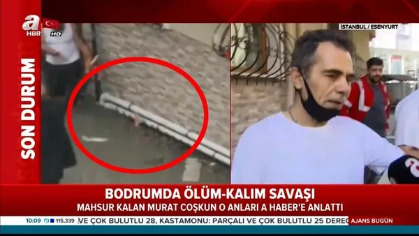 İstanbul'da suya gömülen bodrum katta hortumla boğularak ölmekten mucizevi kurtuluş anları kamerada | Video