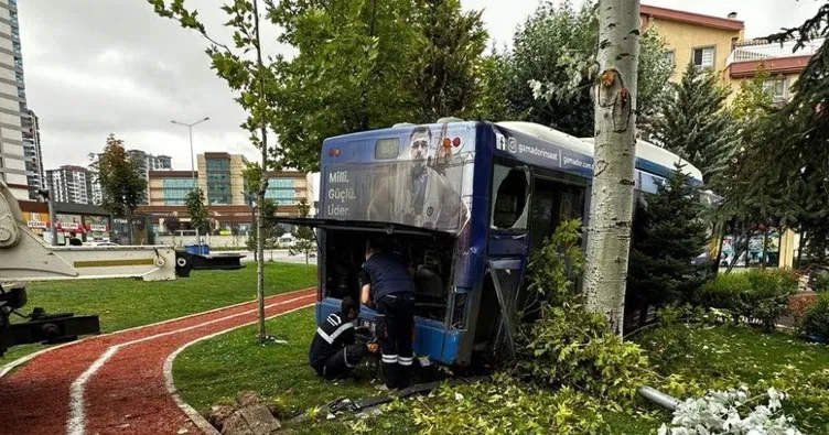 Ankara’da EGO otobüsü yoldan çıktı! Ağaçlara çarparak durabildi