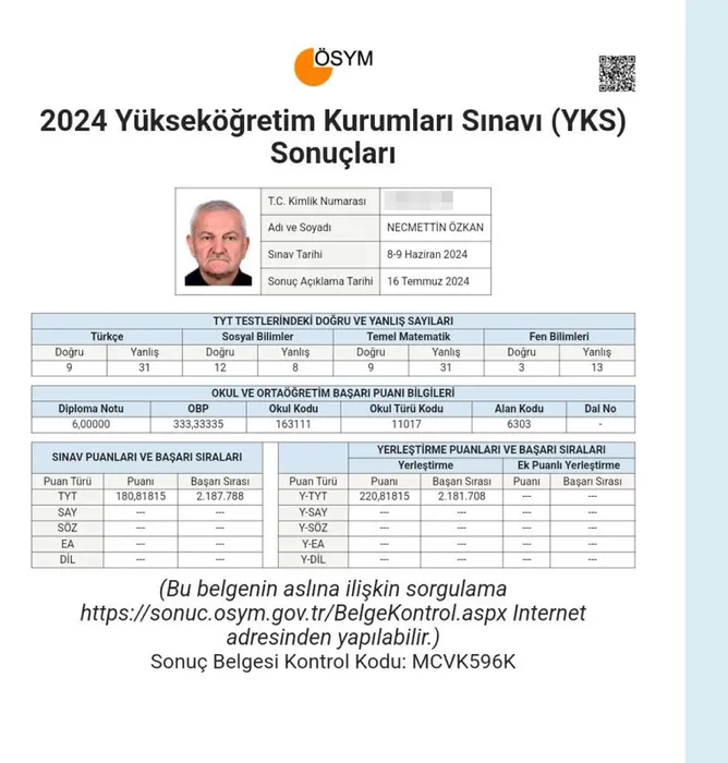70 yaşındaki kasap Necmettin Özkan’da YKS başarısı: Kendimi denemek istemiştim!