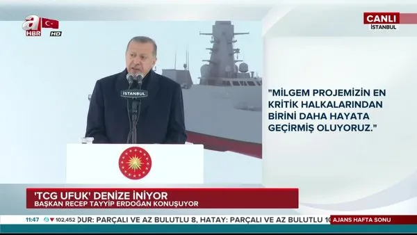 Başkan Erdoğan Denize Gemi İndirme töreninde konuştu