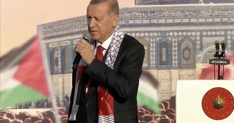 Büyük Filistin Mitingi’nde Başkan Erdoğan konuştu: Alandaki milyonlar, İşte Ordu İşte Komutan sloganı attı