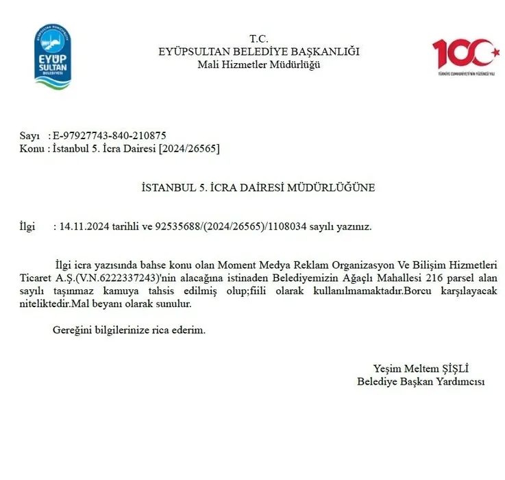 CHP’li Eyüpsultan Belediyesi’nden borca karşılık mezarlık: 4 milyon lirayı ödeyemeyince…