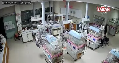 Gaziantep’te deprem anı, bebek yoğun bakım ünitesindeki güvenlik kameralarına yansıdı | Video