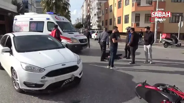 Motosiklet ile otomobilin çarpıştığı kazada 1 kişi yaralandı | Video
