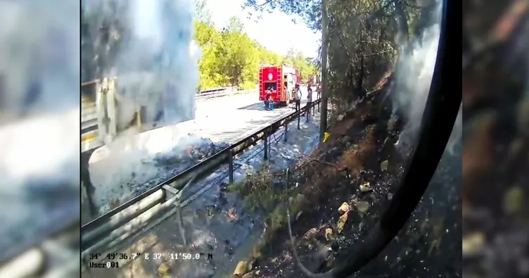 Tarsus’ta 25 ton karton yüklü tır yandı