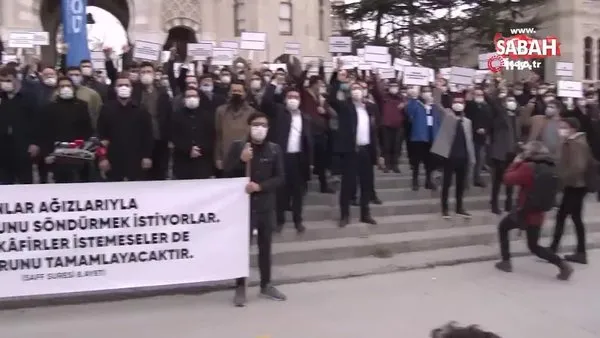 Kabe fotoğrafının yere serilmesi Beyazıt'ta protesto edildi | Video