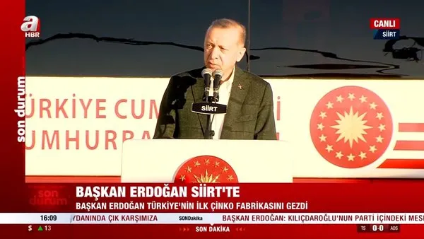 Başkan Erdoğan Türkiye'nin ilk çinko fabrikasının açılışında konuştu