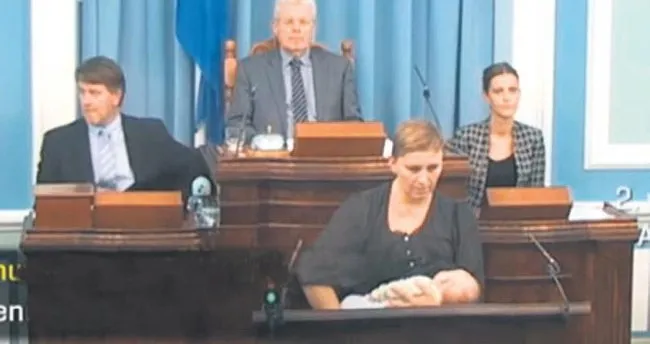 İzlandalı vekil bebeğini parlamentoda emzirdi