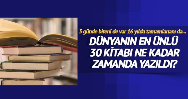 Hangi Kitap Kac Yilda Yazildi Cumartesi Sabah Haberleri