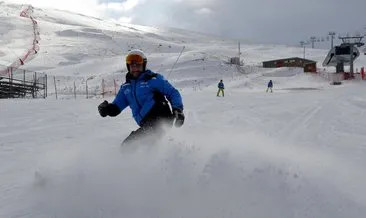 Erzurum’da kayak merkezlerine suni kar yağdırıldı