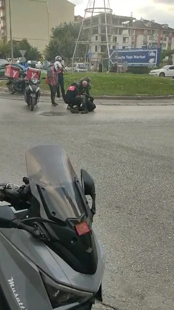 Motosikletli kurye kaza anı