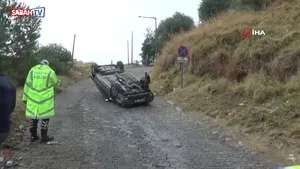 Freni tutmayan otomobil takla attı