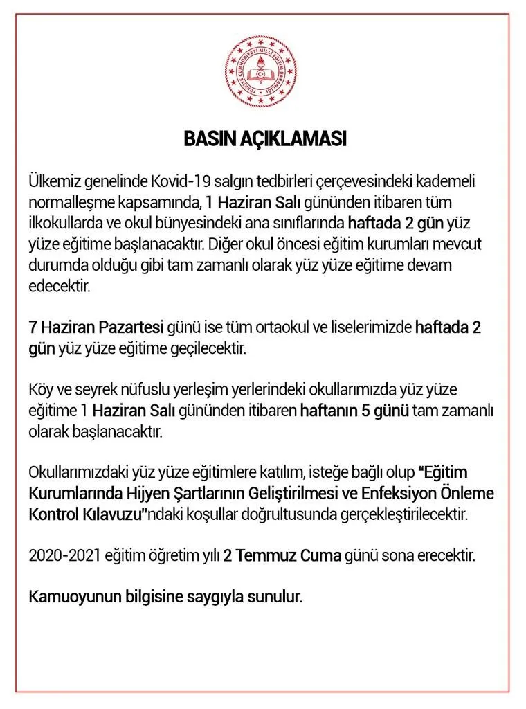okullar acildi mi yarin acik mi okullar ne zaman aciliyor yuz yuze egitim basliyor mu kabine toplantisi sonrasi okullar acilacak mi galeri yasam