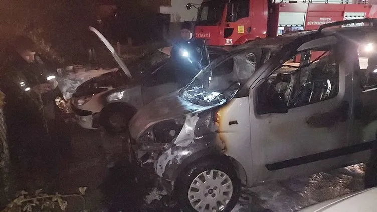 Yer Konya: Polis memurunun aracını kundakladılar!