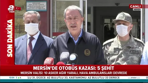 son dakika haberi milli savunma bakani huluis akar da mersin de olay yerinde otobus kazasi aciklamasi video