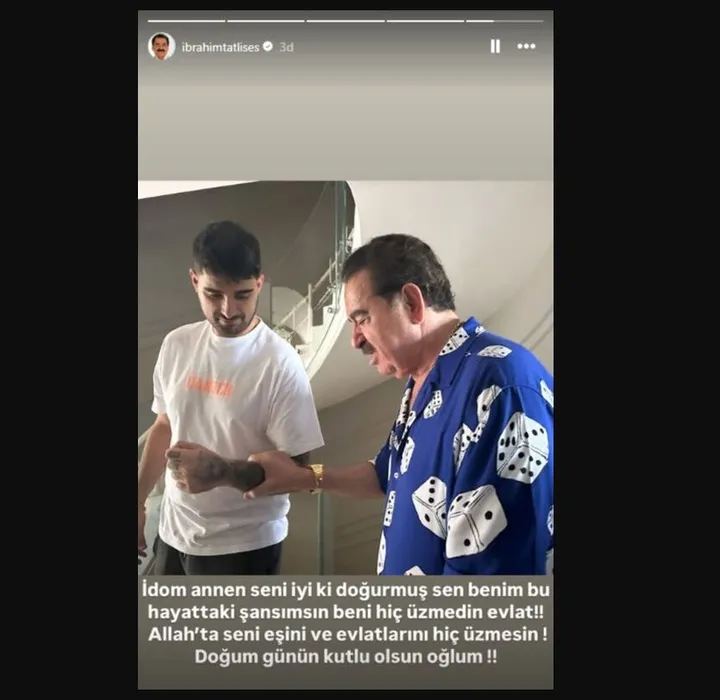 İbrahim Tatlıses’ten oğlu İdo’ya duygusal mesaj: Annen seni iyi ki doğurmuş! Allah seni, evlatlarını ve eşini...