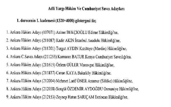 1236 hâkim ve savcının ataması yapıldı! işte atanan hakim ve savcıların tam listesi