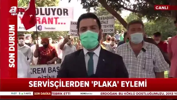 Servisçilerden 'plaka' eylemi! 10 bin servis plakası alınacağını açıklayan İBB protesto ediliyor | Video