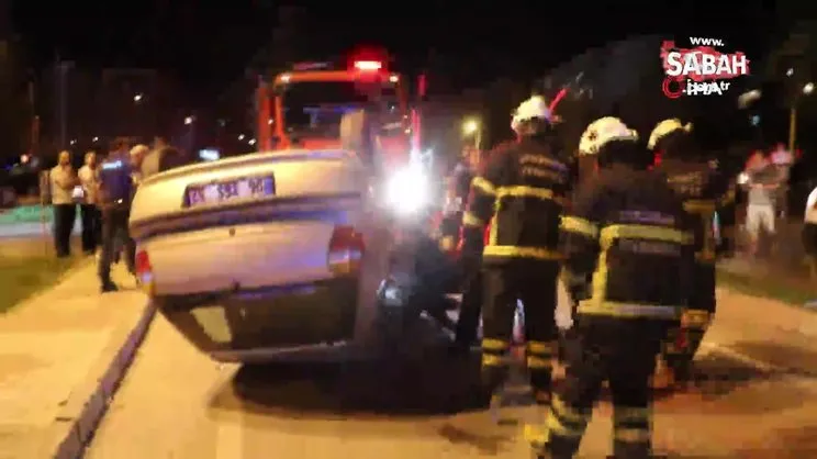 Edirne’de kontrolden çıkan otomobil takla attı: 2 yaralı | Video