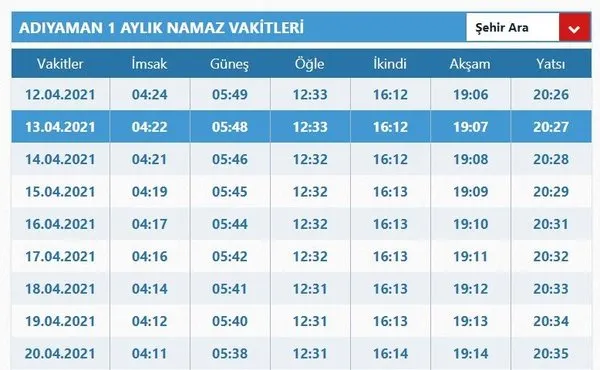 adiyaman imsakiye ile iftar vakti ve sahur saatleri 2021 adiyaman da iftar saati sahur ve imsak vakti saat kacta son dakika yasam haberleri