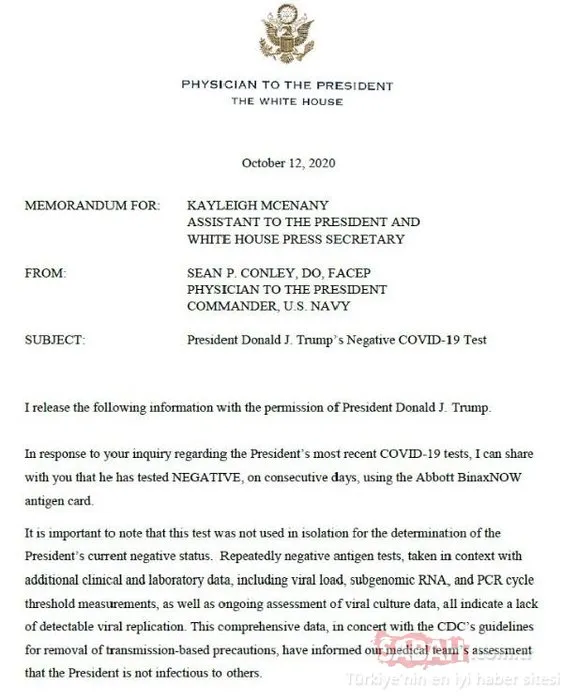 Trump’tan son dakika corona virüsü açıklaması: Artık bağışıklığımın olduğunu söylüyorlar!