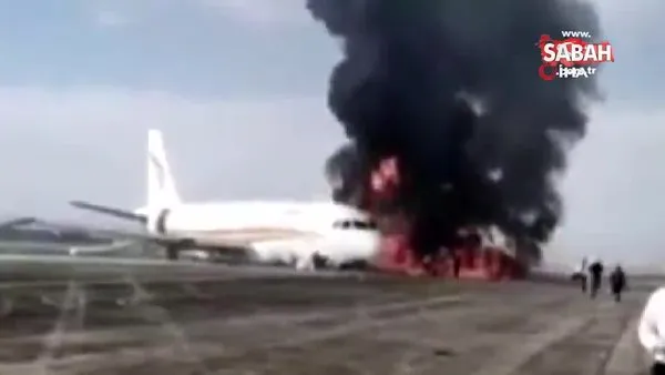 Çin’de 122 kişiyi taşıyan uçak pistte alev aldı! Panik anları kamerada | Video