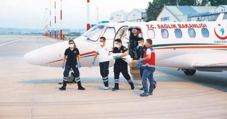 Kalp damarları ters bebek ambulans uçakla Ankara’ya getirildi