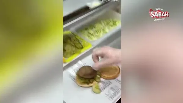 Müşteriye yarısı yenmiş hamburger verdiler! Ünlü fast food zincirinde çekilen video herkesi şok etti | Video