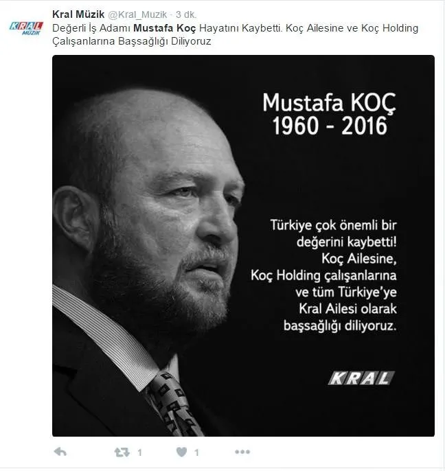 Sosyal medyada Mustafa Koç’un ölümü