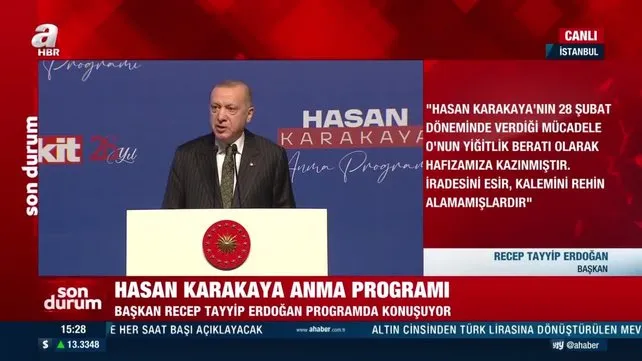 Son Dakika: Başkan Recep Tayyip Erdoğan Hasan Karakaya'yı Anma Programında konuştu | Video