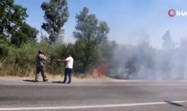 İzmir Selçuk’ta çalılık alanda yangın! Belediye tankeri alevleri söndürdü