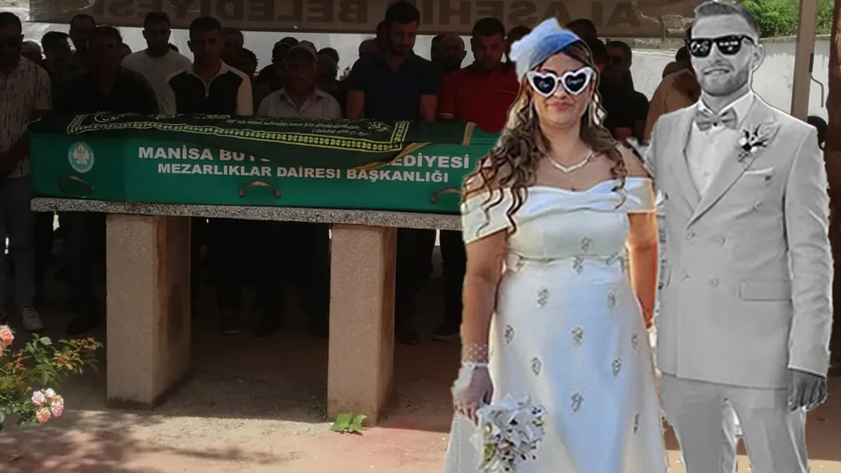 Muğla'da balayında vefat eden damat Süleyman Kaya'nın cenaze töreninden bir kare.