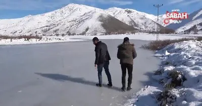 Bitlis’te donan göletlerin yüzeyinde halay çektiler | Video