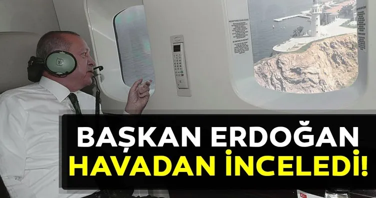Erdoğan helikopterden Yassıada’daki çalışmaları inceledi