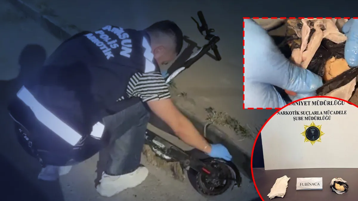 Samsun'da elektrikli scooter içerisinde ele geçirilen uyuşturucu maddeler