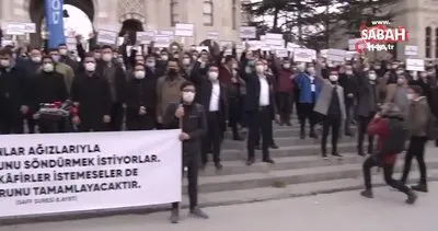 Kabe fotoğrafının yere serilmesi Beyazıt’ta protesto edildi | Video