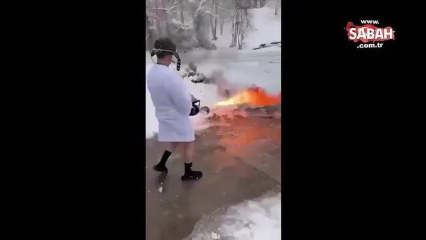 ABD’de bir kişi kar temizlemek için lav silahı kullandı | Video