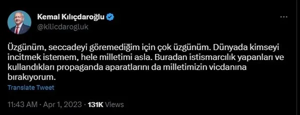Kemal Kılıçdaroğlu'ndan yeni seccade pozu sözleri: Vatandaşın hassasiyetini 'operasyon' ve 'iftira' olarak niteledi!