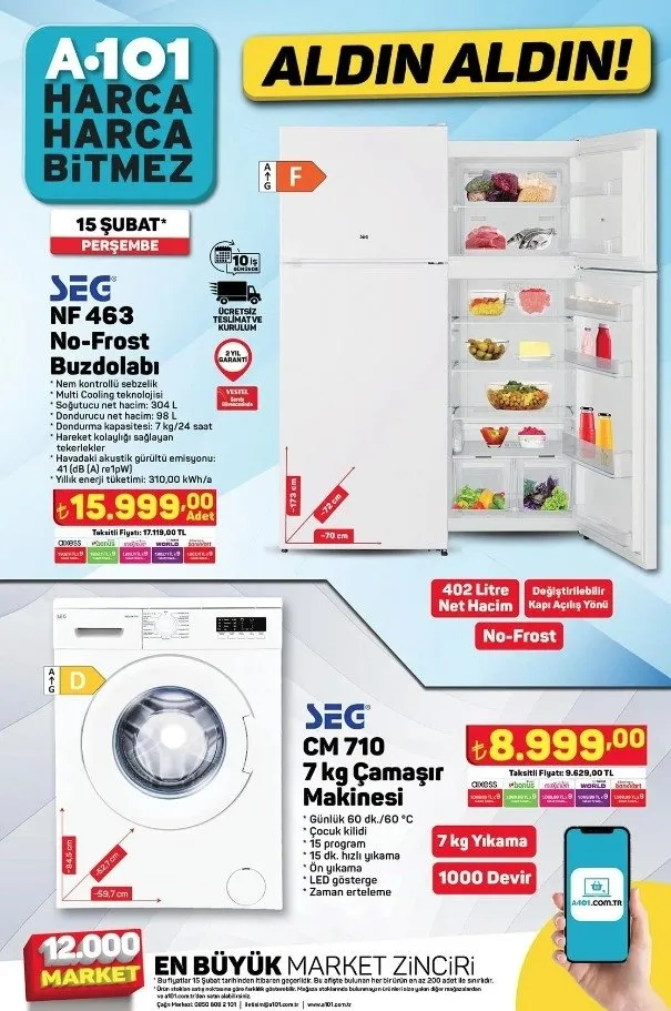 A101 AKTÜEL KATALOG 15 Şubat Perşembe raflarda! Overlok makinesi, maşa, blender... Haftanın A101 aktüel ürünler indirimleri