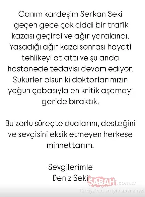 Deniz Seki kötü böyle haberi duyurdu: Ağır yaralandı!