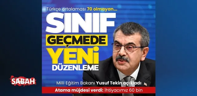 La nouvelle réglementation du ministre de l’Éducation nationale, Yusuf Tekin, stipule que ceux dont la moyenne turque est inférieure à 70 ne pourront pas passer au grade suivant.