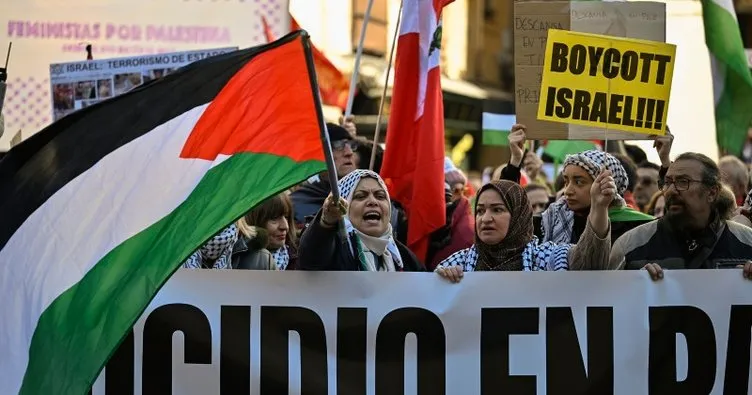İspanya’da yüz binler Filistin için haykırdı