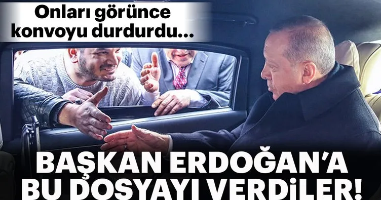Başkan Erdoğan minibüsçüleri görünce durdu... Bu dosyayı verdiler!